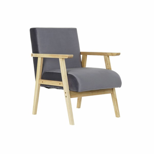 Πολυθρόνα DKD Home Decor 8424001802159 Φυσικό Γκρι πολυεστέρας Ξύλο MDF (62 x 70 x 76 cm)