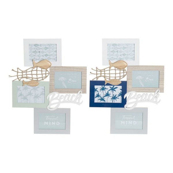 Κορνίζα DKD Home Decor 8424001804719 Κρυστάλλινο Πολλαπλές Μεσογείακός Μέντα Αλουμίνιο Ναυτικό Μπλε Ξύλο MDF (38 x 2 x 50,5 cm) 