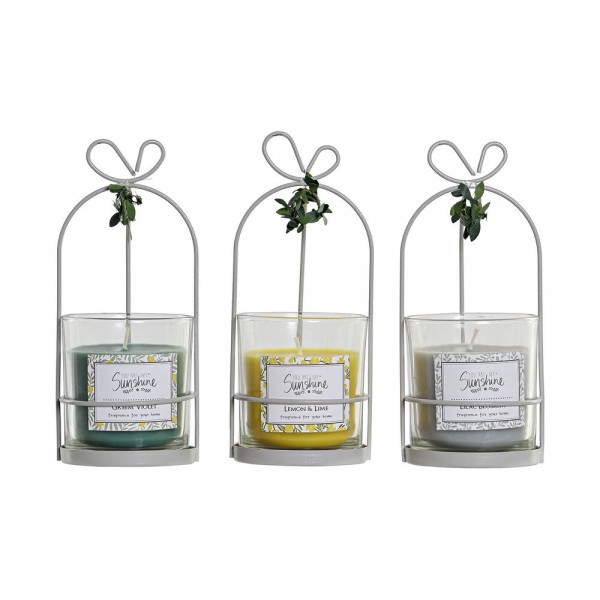 Κερί DKD Home Decor Sunshine Τροπικό (3 pcs) (8.5 x 8.5 x 20 cm)