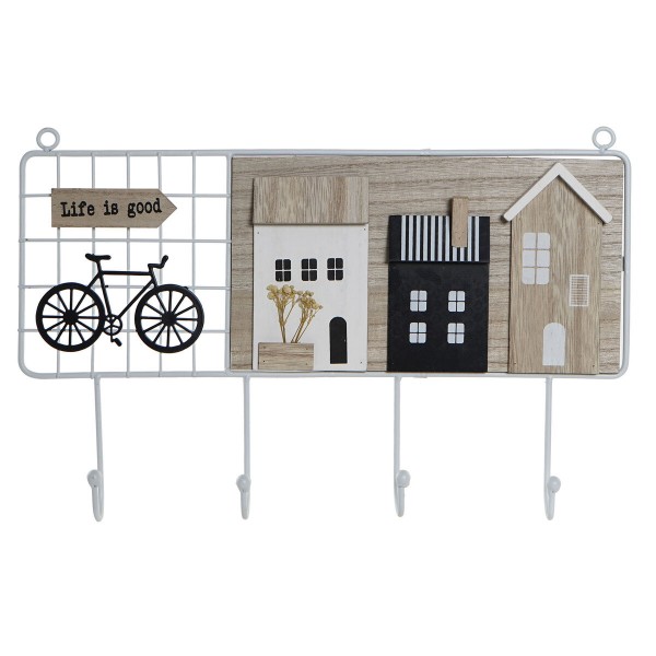 Κρεμάστρα τοίχου DKD Home Decor Μέταλλο MDF Σπίτια (40 x 5 x 25 cm)