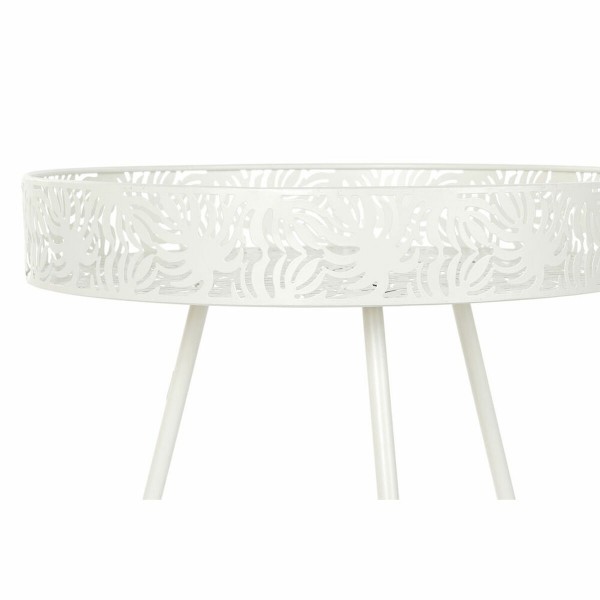 Βοηθητικό Τραπέζι DKD Home Decor Μέταλλο Λευκό Τροπικό Φύλλο φυτού (50 x 50 x 59 cm)