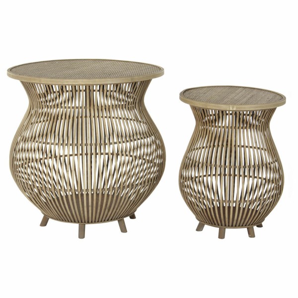 Βοηθητικό Τραπέζι DKD Home Decor ρατάν (2 pcs) (61 x 61 x 62 cm) (41 x 41 x 53 cm)