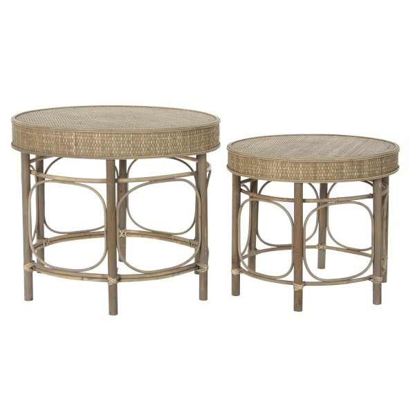 Βοηθητικό Τραπέζι DKD Home Decor ρατάν (2 pcs) (61.5 x 61.5 x 52 cm) (50 x 50 x 43.5 cm)