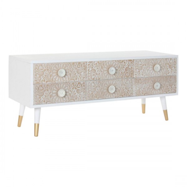 Τηλεόραση DKD Home Decor Λευκό Έλατο Ανοιχτό καφέ (120 x 42 x 50 cm)