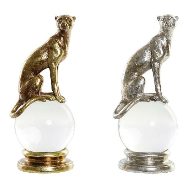 Διακοσμητική Φιγούρα DKD Home Decor Ρητίνη Κρυστάλλινο Λεοπαρδαλί (2 pcs) (12 x 11 x 28 cm)