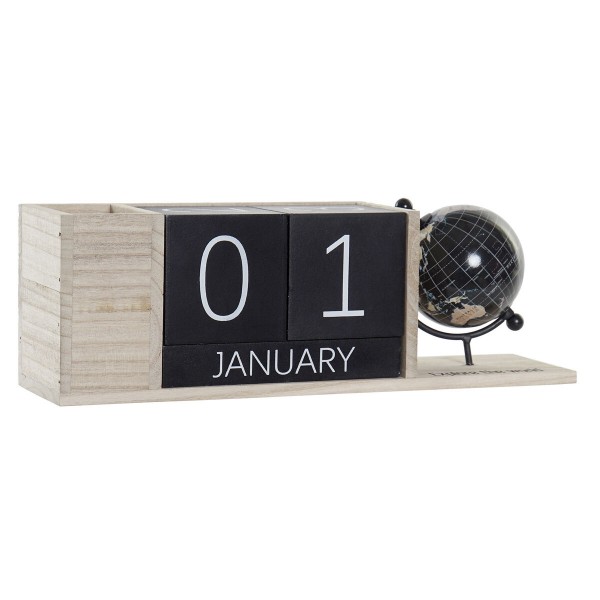 Ημερολόγιο Επιφάνειας Εργασίας DKD Home Decor Μαύρο Ξυλο παουλόβνια (35 x 9 x 11,5 cm)