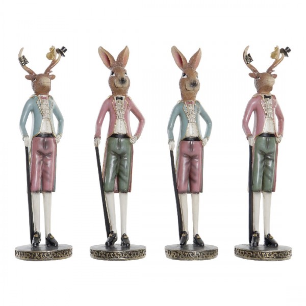 Διακοσμητική Φιγούρα DKD Home Decor Ρητίνη Κουνέλι (4 pcs) (10 x 10 x 36 cm)