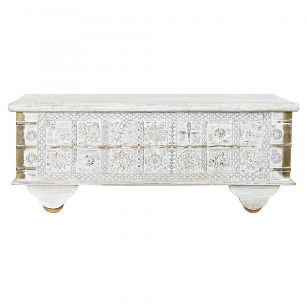 Βοηθητικό Τραπέζι DKD Home Decor Λευκό Μέταλλο Χρυσό Ξύλο από Μάνγκο (115 x 60 x 45 cm)