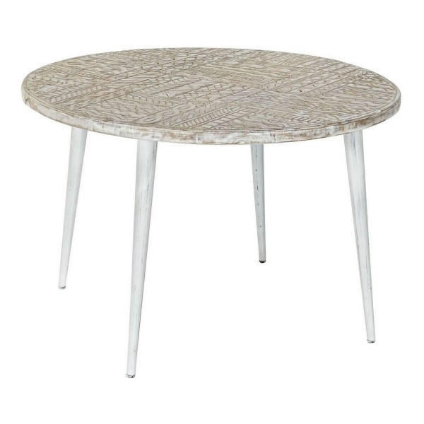 Βοηθητικό Τραπέζι DKD Home Decor Λευκό Μέταλλο Χρυσό Ξύλο από Μάνγκο (75 x 75 x 50 cm)
