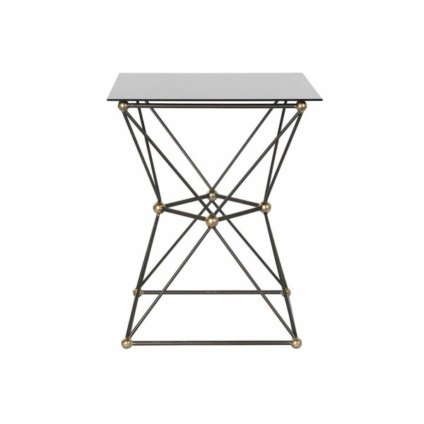 Βοηθητικό Τραπέζι DKD Home Decor Μαύρο Μέταλλο Κρυστάλλινο Χρυσό (45 x 45 x 55.5 cm)