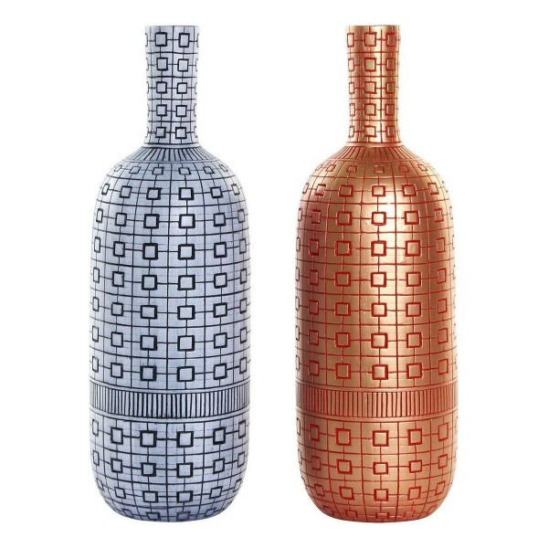 Βάζο DKD Home Decor Μπλε Κόκκινο Ρητίνη Ανατολικó (2 pcs) (13 x 13 x 42.5 cm)