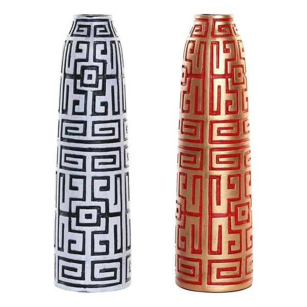 Βάζο DKD Home Decor Μπλε Κόκκινο Ρητίνη Ανατολικó (2 pcs) (10 x 10 x 36 cm)