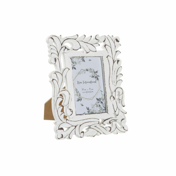 Κορνίζα DKD Home Decor Κρυστάλλινο Λευκό Ινδός Ξύλο MDF (20 x 1,5 x 25 cm)