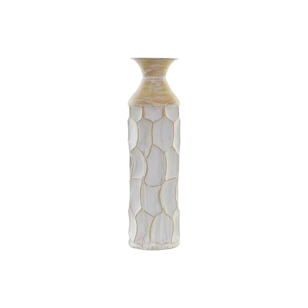 Βάζο DKD Home Decor Μέταλλο Καφέ Λευκό Τροπικό (14 x 14 x 51 cm)
