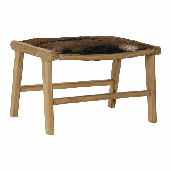 Σκαμπό DKD Home Decor 8424001823215 Φυσικό Ξύλο Τικ Καφέ Δέρμα (65 x 47 x 42 cm)