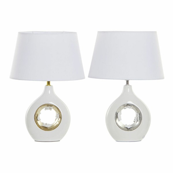 Επιτραπέζιο Φωτιστικό DKD Home Decor Λευκό Ασημί πολυεστέρας Πορσελάνη 220 V Χρυσό 50 W (2 pcs) (31 x 21 x 45 cm)