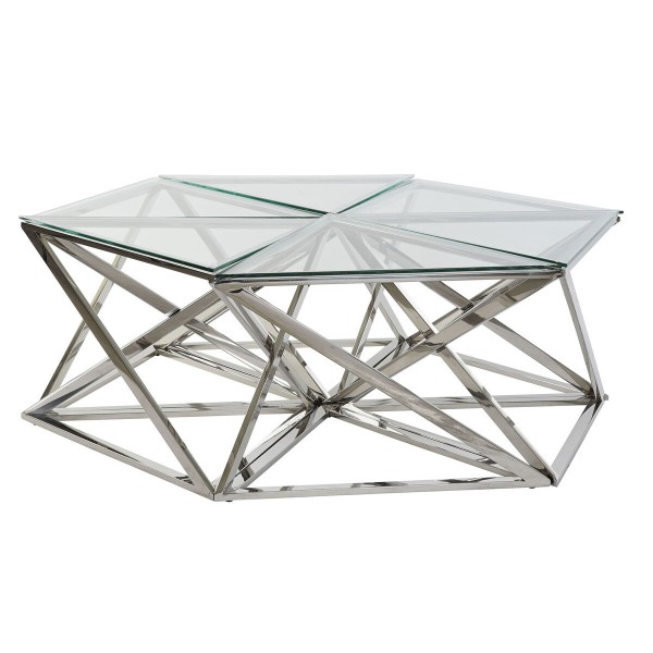 Βοηθητικό Τραπέζι DKD Home Decor Κρυστάλλινο Χάλυβας (6 pcs) (137.5 x 120.5 x 45.4 cm)