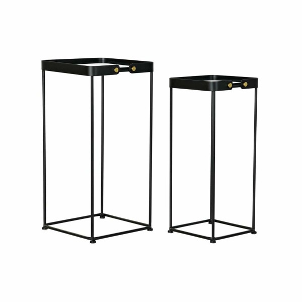 Σετ 2 Τραπεζάκια DKD Home Decor Κρυστάλλινο Μαύρο Μέταλλο (31 x 31 x 64 cm) (2 pcs)
