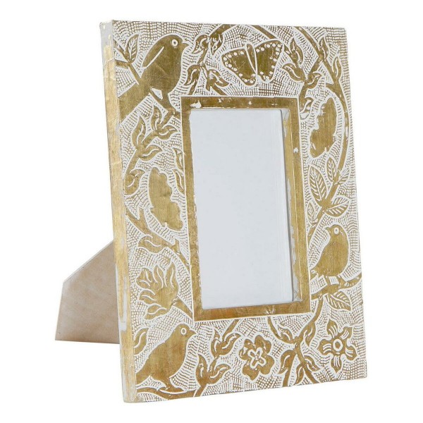 Κορνίζα DKD Home Decor Χρυσό Λευκό Ξύλο από Μάνγκο (20 x 2 x 25 cm)