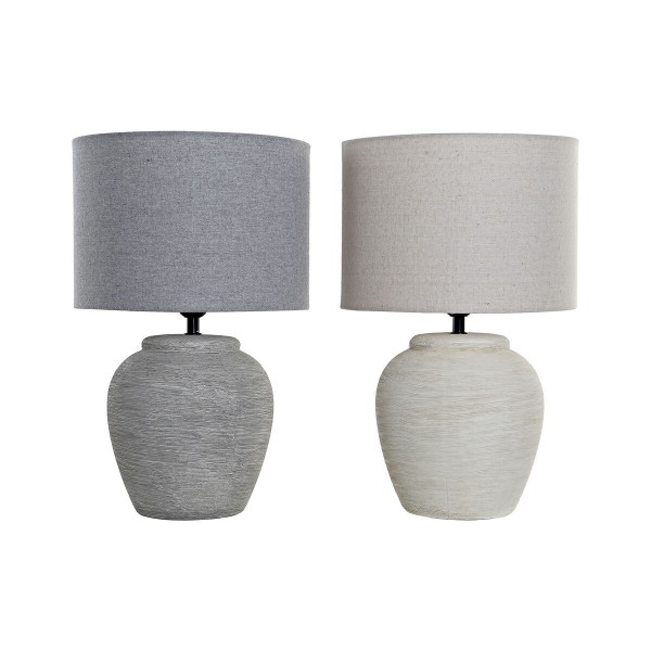 Επιτραπέζιο Φωτιστικό DKD Home Decor Πορσελάνη Γκρι πολυεστέρας Κρεμ 220 V 50 W (28 x 28 x 44 cm) (x2)