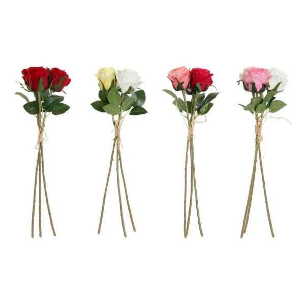 Decorative Flowers DKD Home Decor Κίτρινο Λευκό Κόκκινο Ύφασμα πολυαιθυλένιο (4 pcs) (8 x 8 x 55 cm)