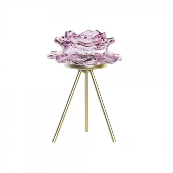 Κηροπήγιο DKD Home Decor Μέταλλο Κρυστάλλινο (10.5 x 10.5 x 14.5 cm)