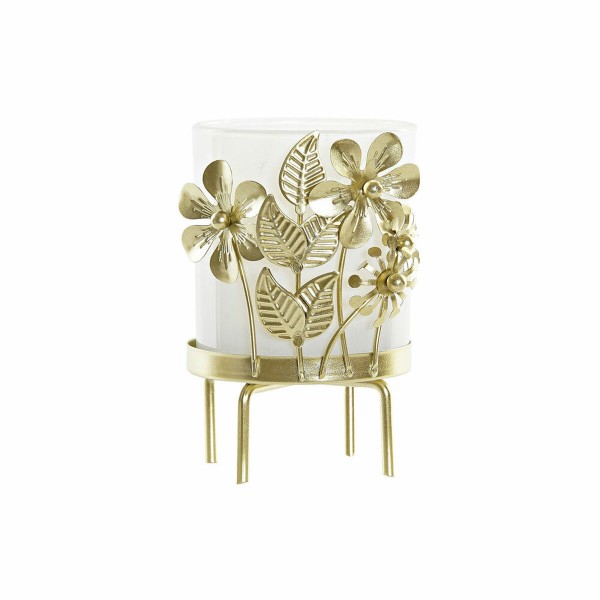 Κηροπήγιο DKD Home Decor Λουλουδάτο Μέταλλο Κρυστάλλινο (7 x 7 x 11 cm)