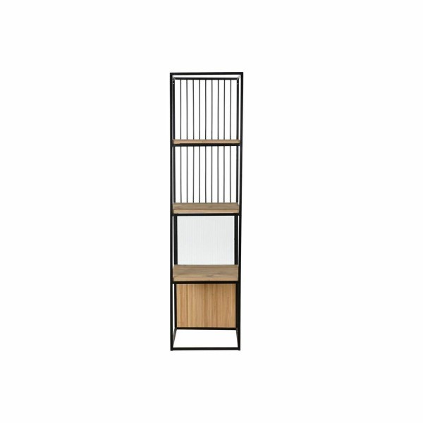 Ράφια DKD Home Decor Κρυστάλλινο Φυσικό Μαύρο Μέταλλο Ξύλο 3 Ράφια (43 x 43 x 168 cm)
