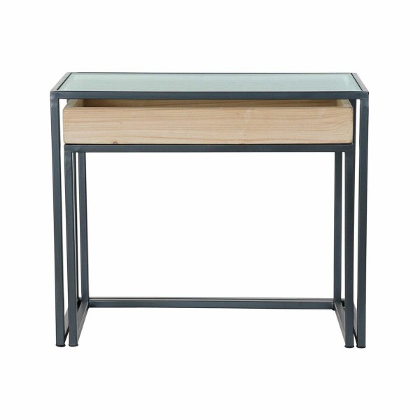 Βοηθητικό Τραπέζι DKD Home Decor Μαύρο Μέταλλο Κρυστάλλινο (2 pcs)