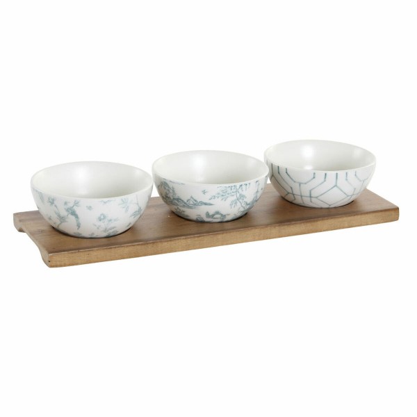 Σετ Ορεκτικών DKD Home Decor Πορσελάνη ξύλο ακακίας (30 x 9.5 x 1.3 cm) (9,5 x 9,5 x 4 cm)