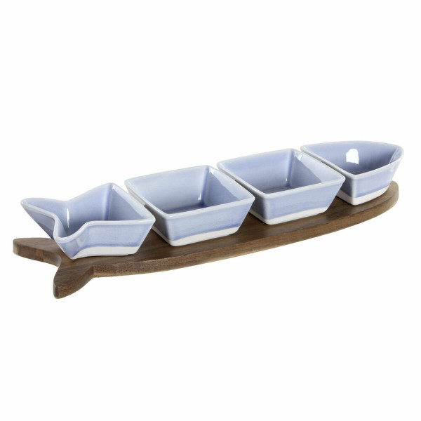 Σετ Ορεκτικών DKD Home Decor Πορσελάνη ξύλο ακακίας (5 pcs) (36 x 9.7 x 1.3 cm)