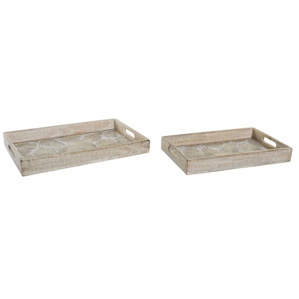 Σετ Δίσκων DKD Home Decor Ξύλο από Μάνγκο (2 pcs) (43 x 27 x 5 cm) (38 x 23 x 5 cm)