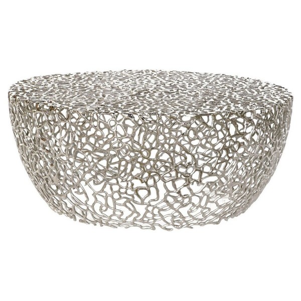 Βοηθητικό Τραπέζι DKD Home Decor Ασημί Αλουμίνιο (76 x 76 x 33 cm)
