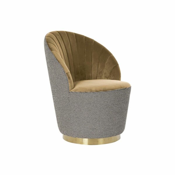 Πολυθρόνα DKD Home Decor Μαύρο Καφέ πολυεστέρας Μουστάρδα (69 x 66 x 85 cm)