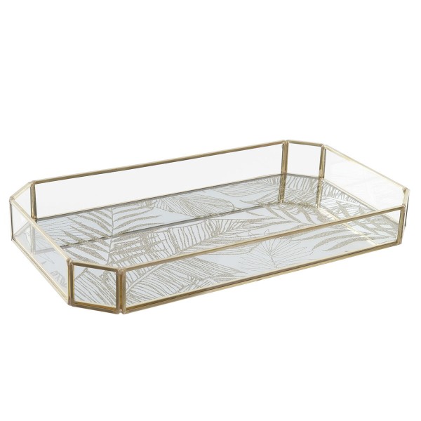 Δίσκος για σνακ DKD Home Decor Κρυστάλλινο Φύλλα Μέταλλο (31 x 17 x 3,5 cm)