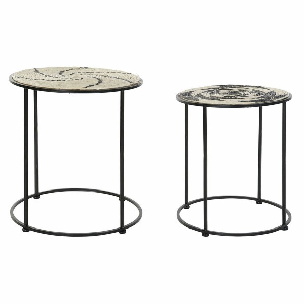 Σετ 2 Τραπεζάκια DKD Home Decor Φυσικό Μαύρο Αποικιακό Σίδερο (2 pcs) (46 x 46 x 51 cm)