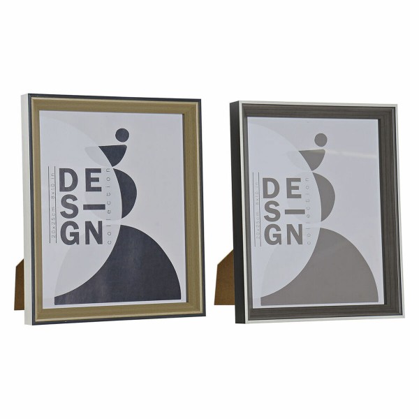 Κορνίζα DKD Home Decor S3024117 Κρυστάλλινο Γκρι Καφέ PS Σκανδιναβικός (23 x 3 x 28 cm) (x2)