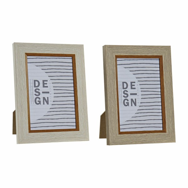 Κορνίζα DKD Home Decor Κρυστάλλινο Μπεζ Καφέ PS Σκανδιναβικός (x2) (14 x 1,5 x 19 cm)