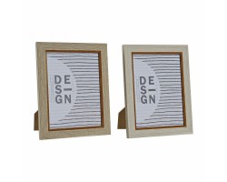 Κορνίζα DKD Home Decor Κρυστάλλινο Μπεζ Καφέ PS Σκανδιναβικός (19 x 1,5 x 24 cm) (x2)