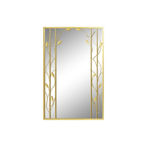 Τοίχο καθρέφτη DKD Home Decor Καθρέφτης Χρυσό Μέταλλο Φύλλο φυτού (60 x 2 x 90 cm)