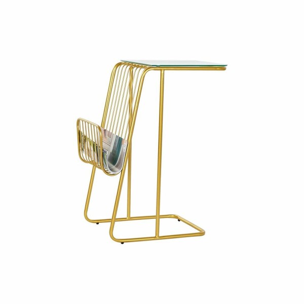 Τραπέζι για Εφημερίδες DKD Home Decor Κρυστάλλινο Χρυσό Μέταλλο (46,5 x 30 x 61 cm)