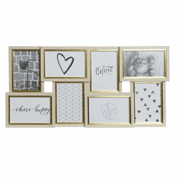 Κορνίζα DKD Home Decor Φύλλα Φυσικό Χρυσό Ξύλο Ανανάδες Λευκό Τροπικό (57 x 3 x 28,5 cm)