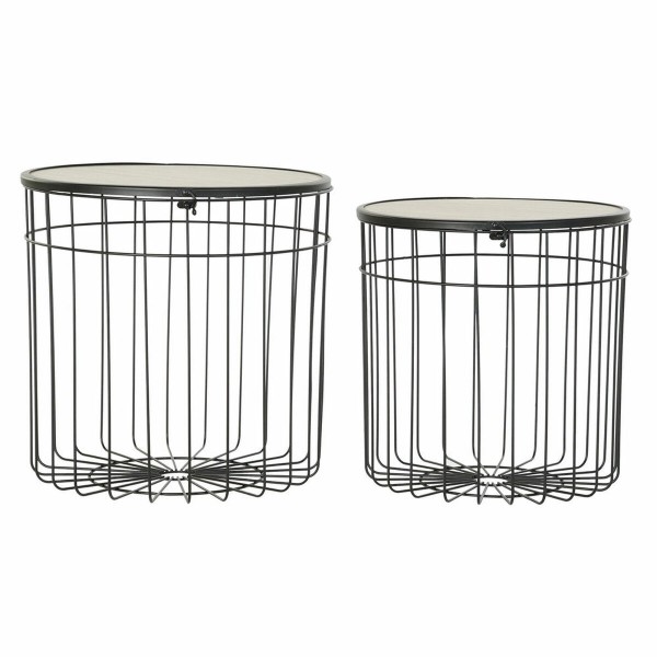 Βοηθητικό Τραπέζι DKD Home Decor Ξύλο Μέταλλο (2 pcs) (40 x 40 x 40 cm) (36 x 36 x 36 cm)
