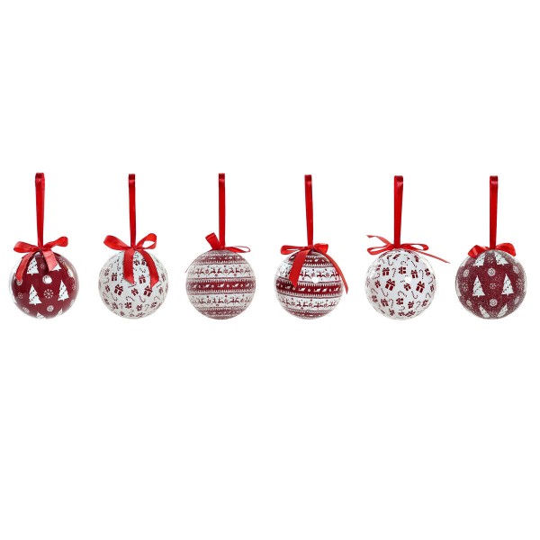 Χριστουγεννιάτικες μπάλες DKD Home Decor Κόκκινο Δέντρο Λευκό PVC