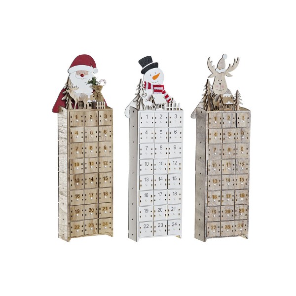 Εορταστικό Ημερολόγιο DKD Home Decor Ξύλο Άη Βασίλης Τάρανδος (19,5 x 8 x 57 cm) (3 Μονάδες)