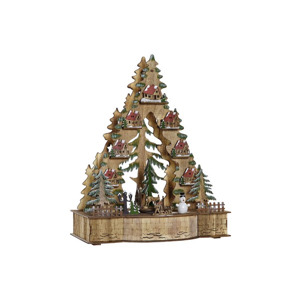 Χριστουγεννιάτικο Στολίδι DKD Home Decor Δέντρο Ξύλο Σπίτια (30 x 15 x 37 cm)
