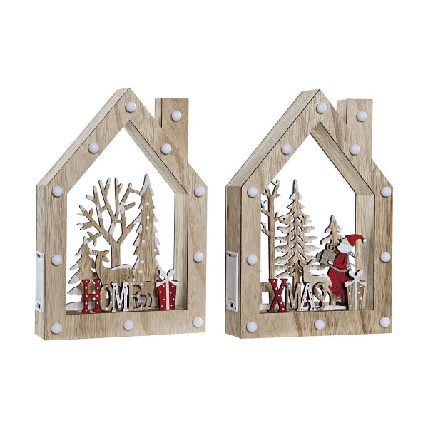 Φωτεινή διακόσμηση DKD Home Decor Χριστουγεννιάτικο στεφάνι Φυσικό Λευκό (20 x 6,5 x 30 cm) (x2)
