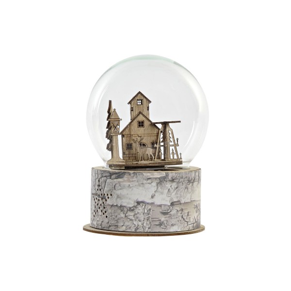 Φωτεινή διακόσμηση DKD Home Decor Χριστουγεννιάτικο στεφάνι Φυσικό Γκρι Διαφανές (12 x 12 x 17 cm)
