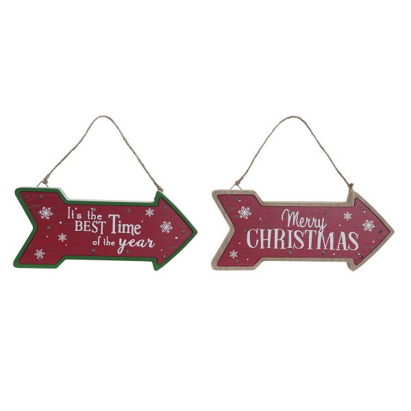 Φωτεινή διακόσμηση DKD Home Decor Χριστουγεννιάτικο στεφάνι Κόκκινο Λευκό Πράσινο (26 x 3,5 x 11,5 cm) (x2)