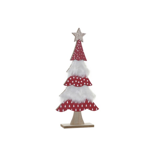 Διακόσμηση DKD Home Decor Κόκκινο Ξύλο πολυεστέρας Μαλλιά (18,5 x 5 x 40 cm)